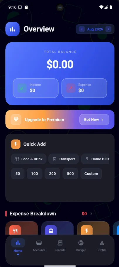 Budget & Expense Tracker — screen 1 of 3