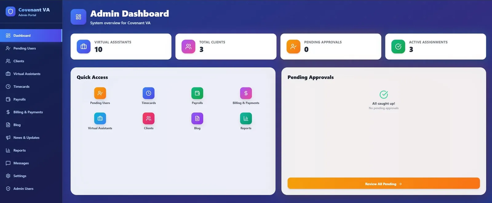 Covenant VA Platform screen 3