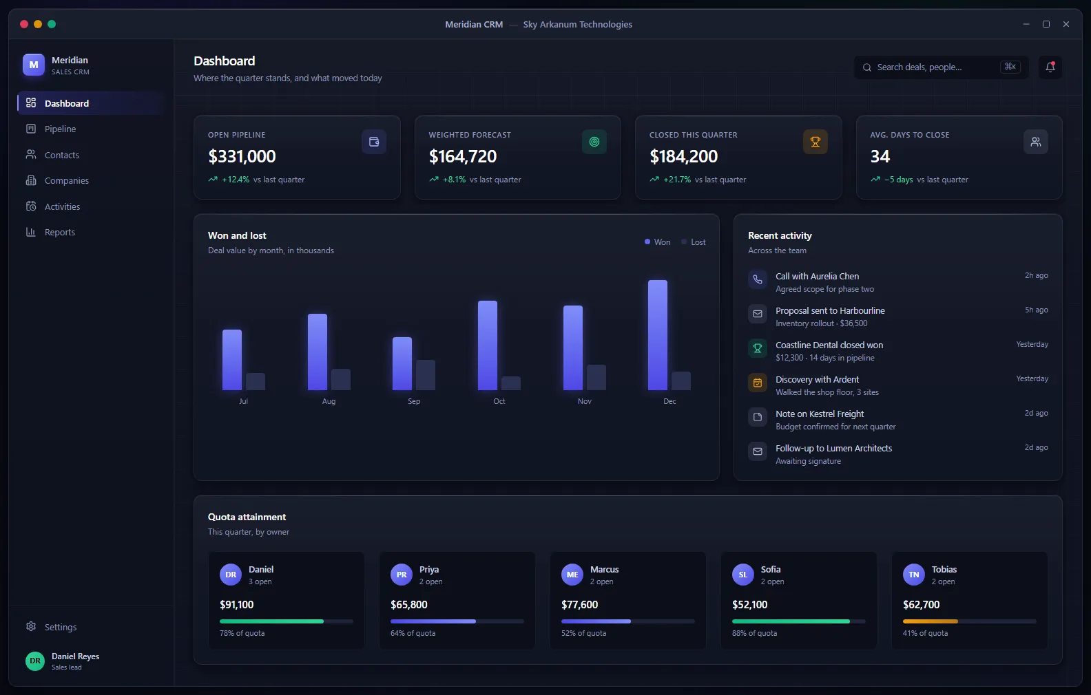 Desktop CRM Tool — screen 1 of 3
