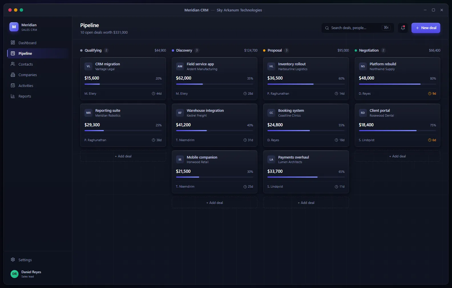 Desktop CRM Tool — screen 2 of 3